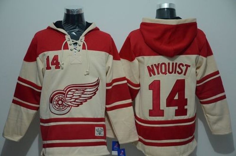 NHL Red Wings 14 Gustav Nyquist Cream Men Sweatshirt