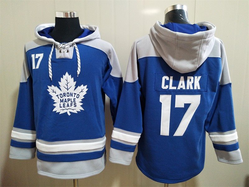 NHL Maple Leafs 17 Wendel Clark Blue Hoodie Sweatshirt