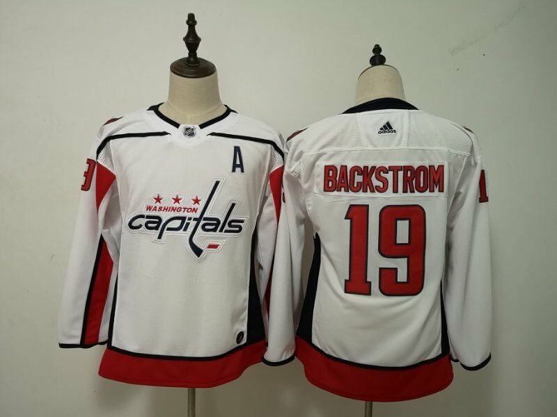 NHL Capitals 19 Nicklas Backstrom White Adidas Youth Jersey
