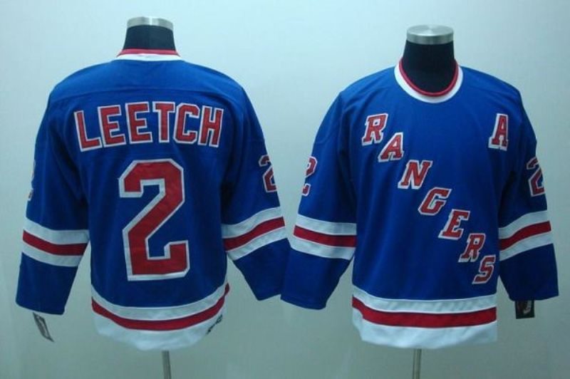 NHL Rangers 2 Brian Leetch Blue CCM Throwback Men Jersey