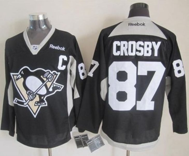 NHL Penguins 87 Sidney Crosby Black Practice Men Jersey