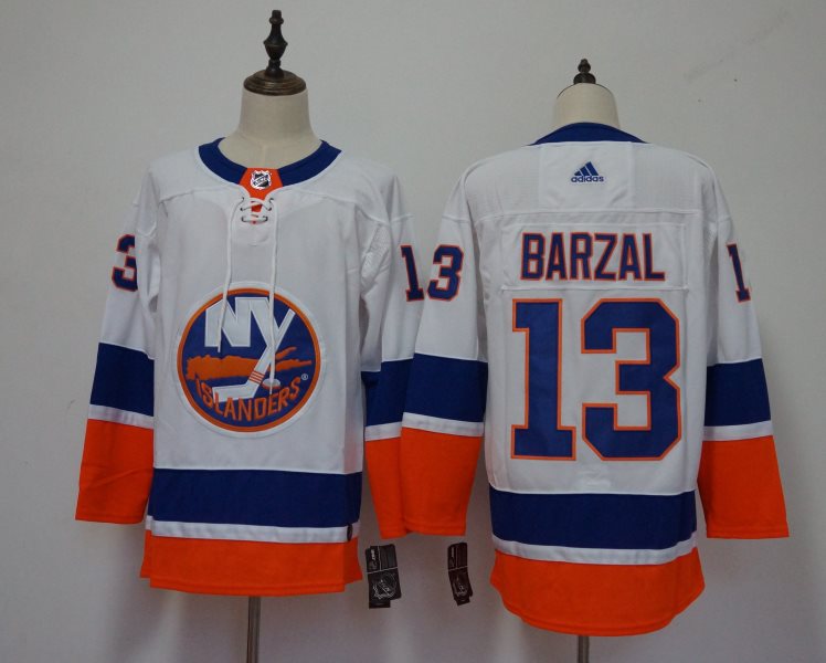 NHL Islanders 13 Mathew Barzal White Adidas Men Jersey