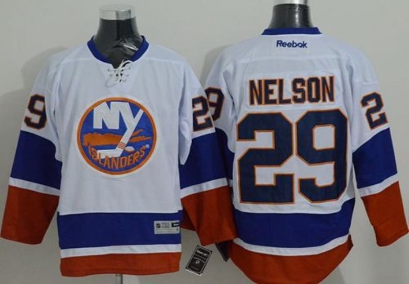 NHL Islanders 29 Brock Nelson White Men Jersey