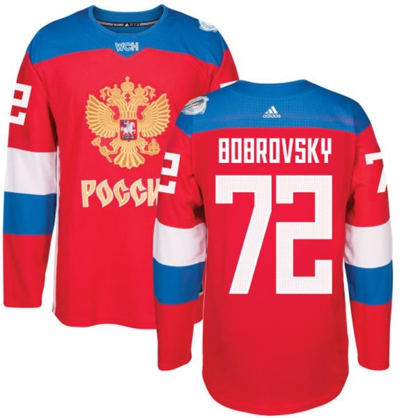 Team Russia 72 Sergei Bobrovsky 2016 World Cup Of Hockey Red Jersey