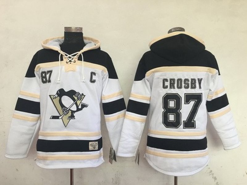 NHL Penguins 87 Sidney Crosby White Old Time Men Hoodie