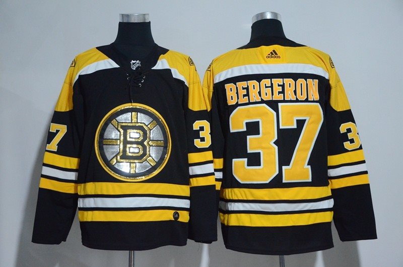 NHL Bruins 37 Patrice Bergeron Black Glittery Edition Adidas Men Jersey
