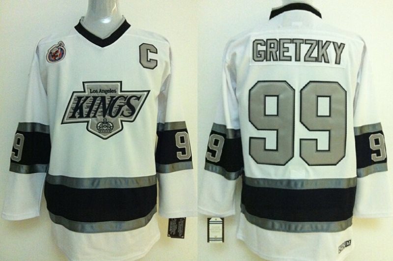 NHL Kings 99 Wayne Gretzky White With C Patch Men Jersey