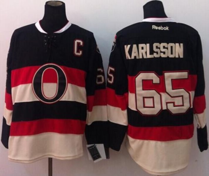 NHL Senators 65 Erik Karlsson Black Third Men Jersey