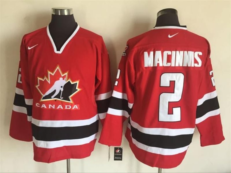 Team Canada 2 Al MacInnis Red Nike 2002 Winter Olympics Throwback Hocky Jersey