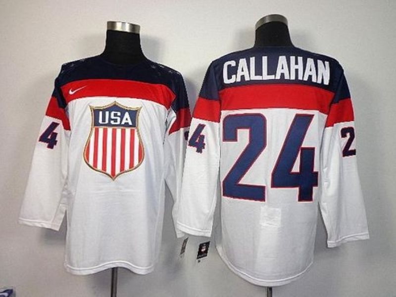 2014 Olympic Team USA No.24 Ryan Callahan White Hockey Jersey