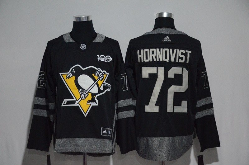 NHL Penguins 72 Patric Hornqvist Black 100th Anniversary Season Men Jersey