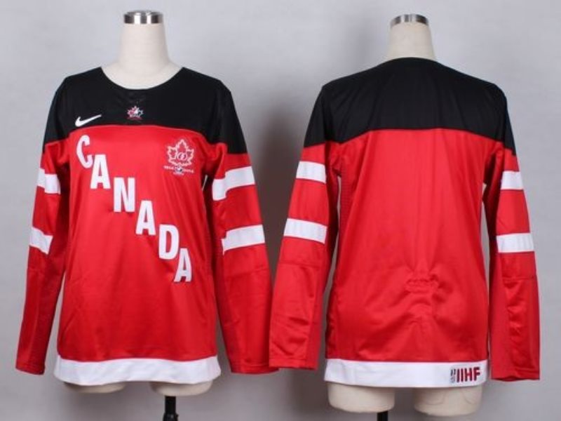 Olympic CA. Blank Red 100th Anniversary Women Stitched NHL Jersey