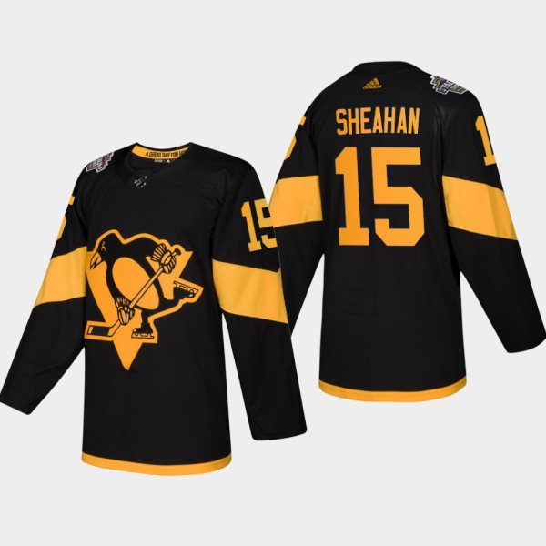 NHL Penguins 15 Riley Sheahan 2019 Stadium Series Black Adidas Men Jersey