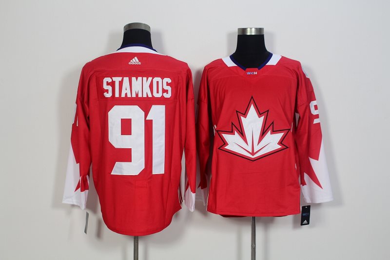 Team CA. #91 Steven Stamkos Red 2016 World Cup Stitched NHL Jersey