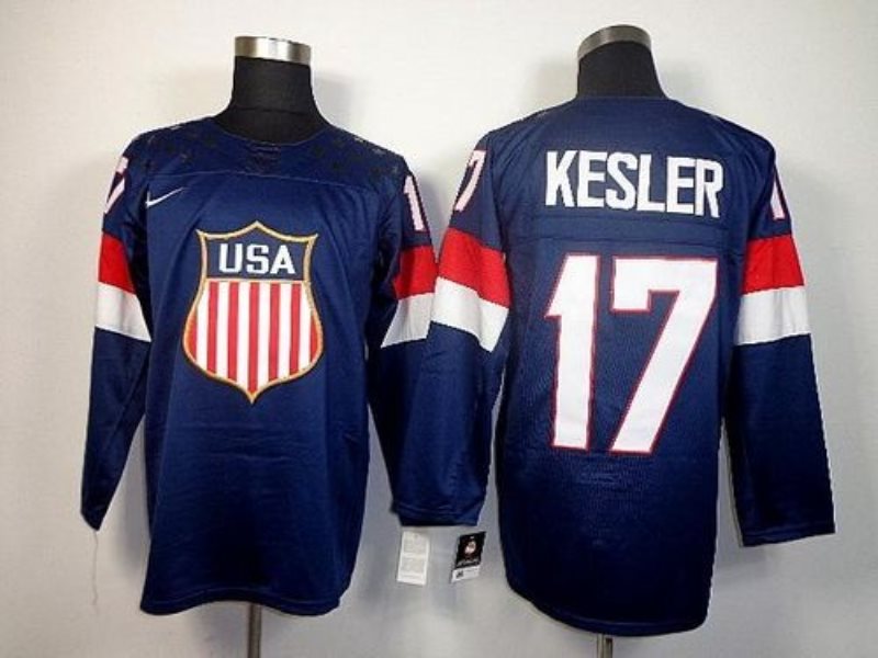 2014 Olympic Team USA No.17 Ryan Kesler Navy Blue Hockey Jersey