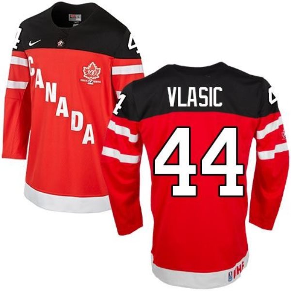 Olympic CA. 44 Marc-Edouard Vlasic Red 100th Anniversary Stitched NHL Jersey