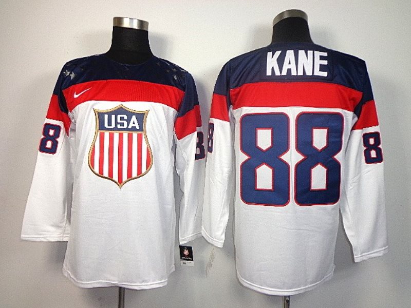 2014 Olympic Team USA No.88 Patrick Kane White Hockey Jersey