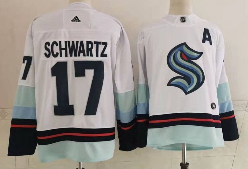 NHL Seattle Kraken 17 Schwartz White Adidas Men Jersey