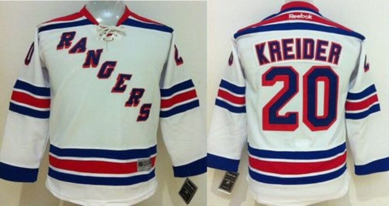 NHL Rangers 20 Chris Kreider White Youth Jersey