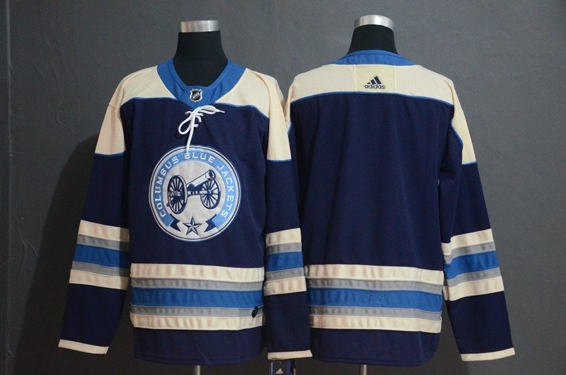 NHL Blue Jackets Blank Navy Adidas Men Jersey