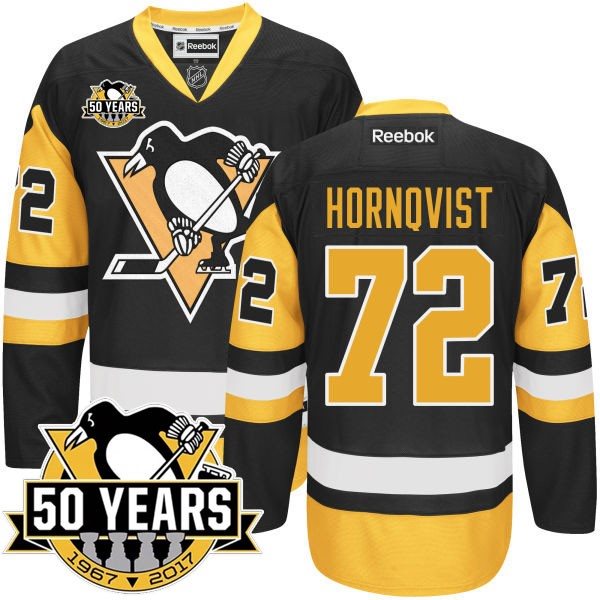 NHL Penguins 72 Patric Hornqvist Black 50th Anniversary Reebok Men Jersey