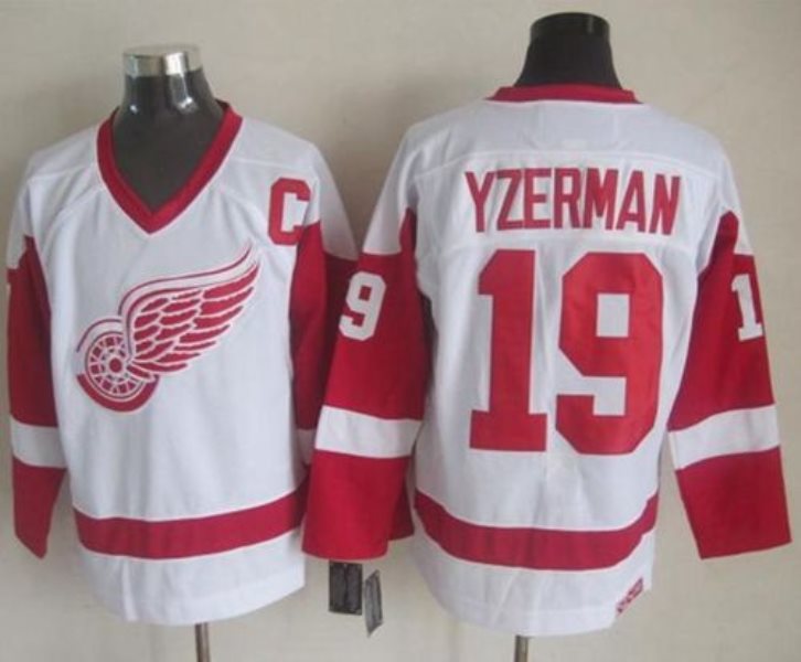 NHL Red Wings 19 Steve Yzerman White CCM Throwback Men Jersey