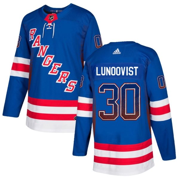 NHL Rangers 30 Henrik Lundqvist Blue Drift Fashion Adidas Men Jersey