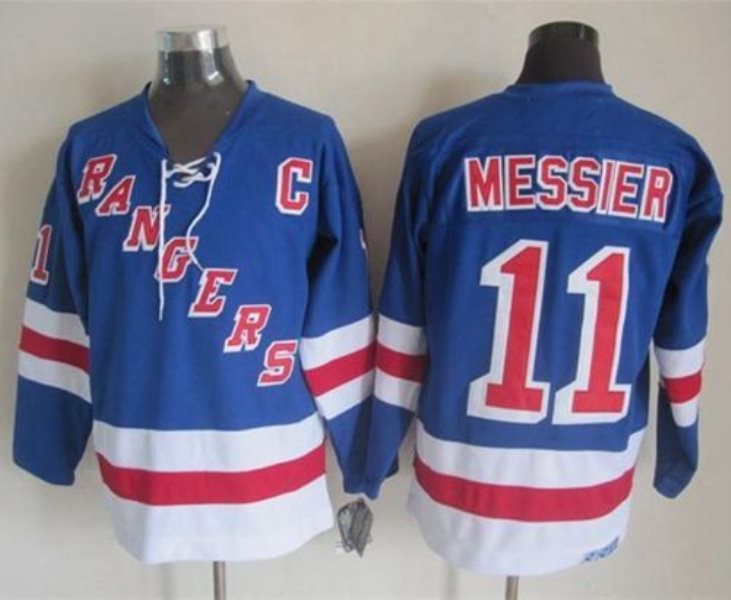 NHL Rangers 11 Mark Messier Light Blue CCM Throwback Men Jersey