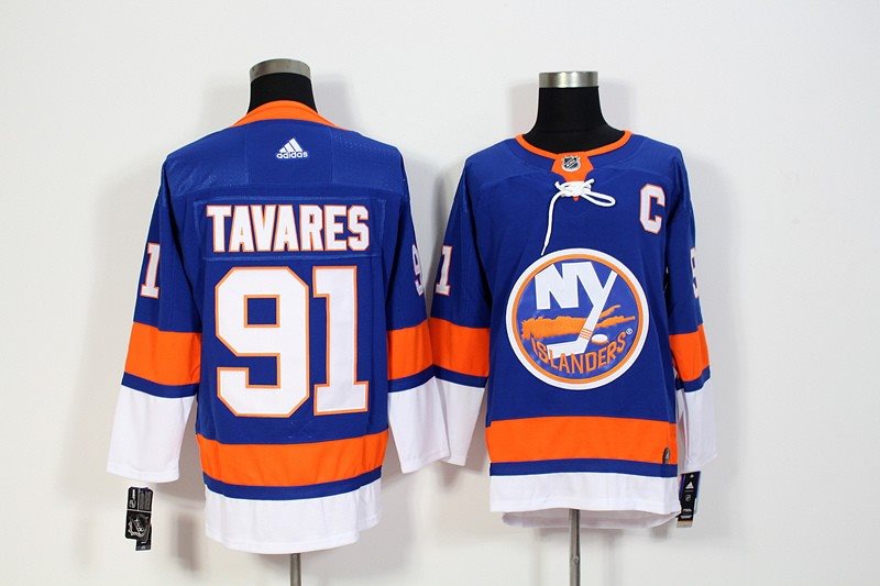 NHL Islanders 91 John Tavares Blue Adidas Men Jersey
