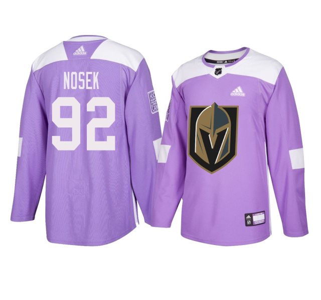 NHL Golden Knights 92 Tomas Nosek Purple Fifhts Cancer Men Jersey