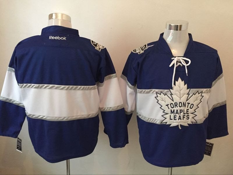 NHL Maple Leafs Blank 100th Anniversary Blue Reebok Men Jersey