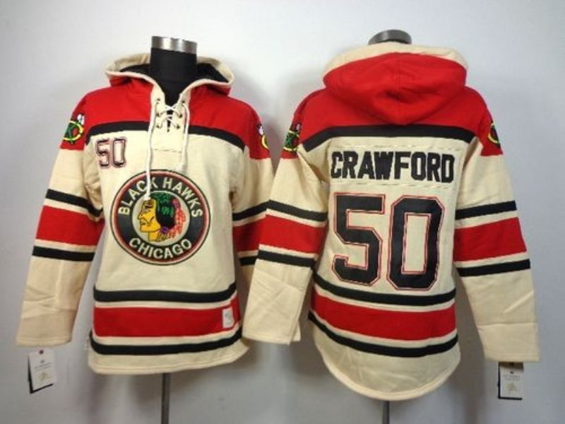NHL Blackhawks 50 Corey Crawford Gream Men Sweatshirt