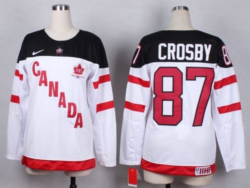 Olympic CA. 87 Sidney Crosby White 100th Anniversary Women Stitched NHL Jersey