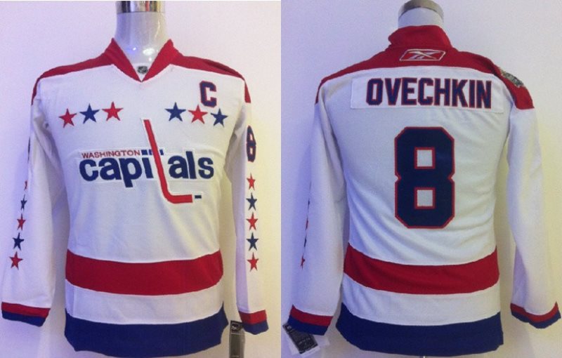 NHL Capitals 8 Alexander Ovechkin With C Patch White Women Jersey