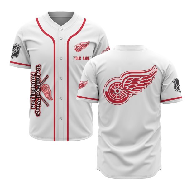 NHL Detroit Red Wings Baseball White Customized Jersey