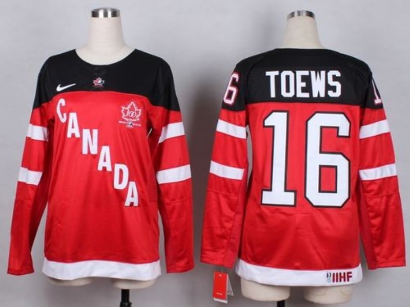 Olympic CA. 16 Jonathan Toews Red 100th Anniversary Women Stitched NHL Jersey