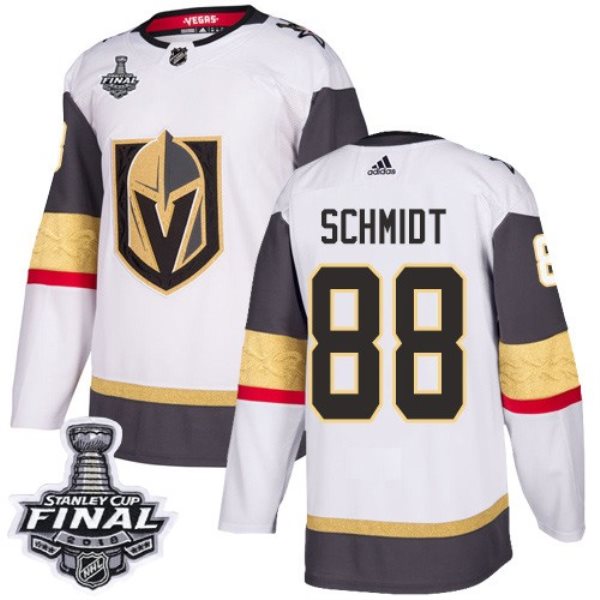 NHL Vegas Golden Knights 88 Nate Schmidt Adidas White 2018 Stanley Cup Final Patch Men Jersey