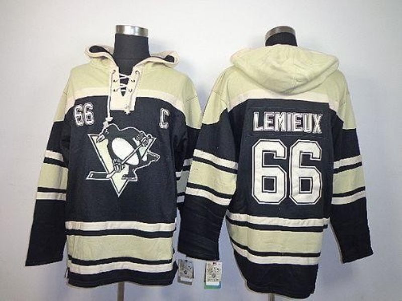 NHL Penguins 66 Mario Lemieux Black Men Sweatshirt