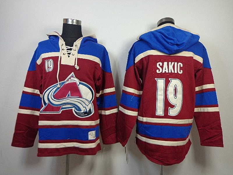 NHL Avalanche 19 Joe Sakic Red Men Sweatshirt