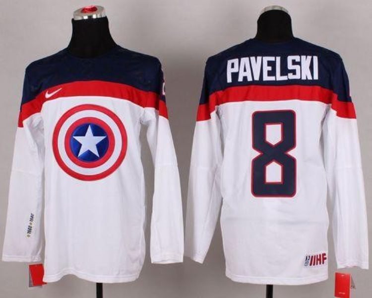 Olympic Team USA 8 Joe Pavelski White Captain America Fashion Stitched NHL Jersey