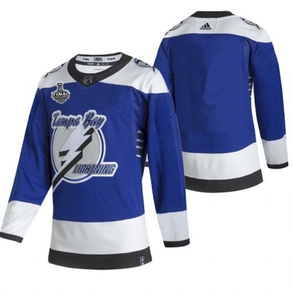 NHL Lightning Blank 2021 Blue Stanley Cup Final Bound Reverse Retro Adidas Men Jersey