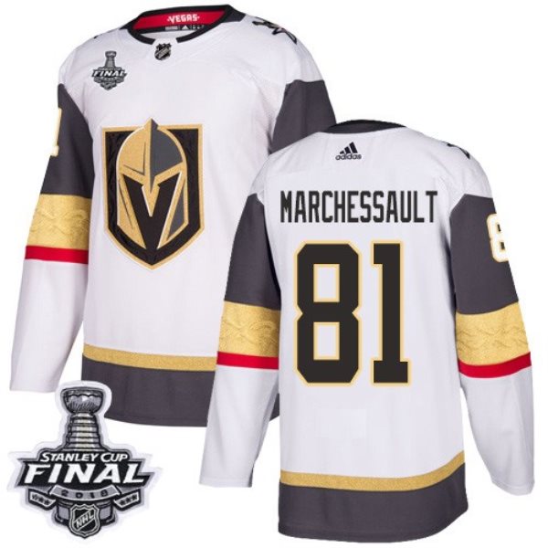 NHL Vegas Golden Knights 81 Jonathan Marchessault Adidas White 2018 Stanley Cup Final Patch Men Jersey