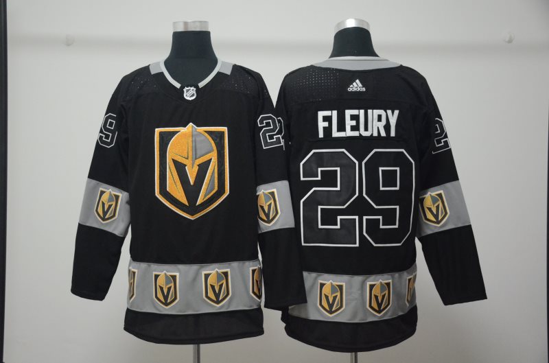 NHL Vegas Golden Knights 29 Marc-Andre Fleury Black Team Logos Fashion Adidas Men Jersey