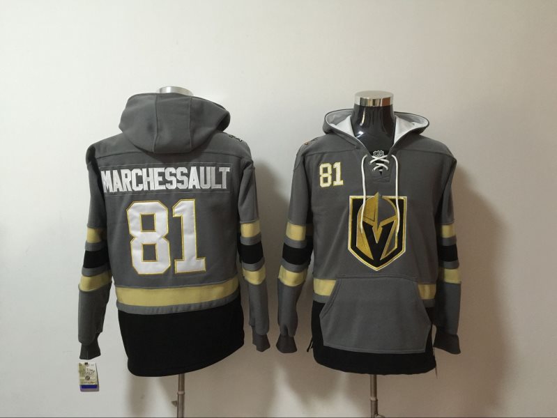 NHL Knights 81 Jonathan Marchessault Gray All Stitched Hooded Men Sweatshirt