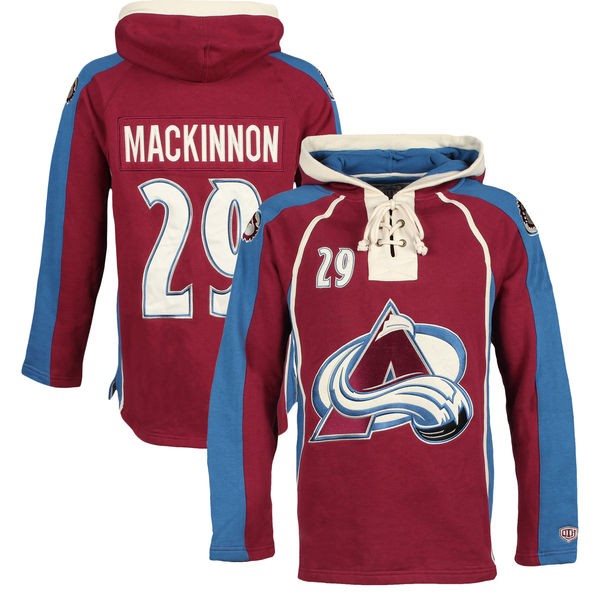 NHL Avalanche 29 Nathan Mackinnon Red All Stitched Hooded Men Sweatshirt