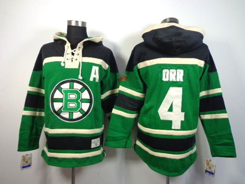 NHL Bruins 4 Bobby Orr Green With A Patch Men Sweatshirt