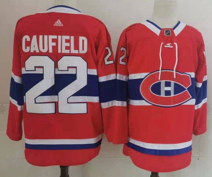 NHL Canadiens 22 Cole Caufield Red Adidas Men Jersey