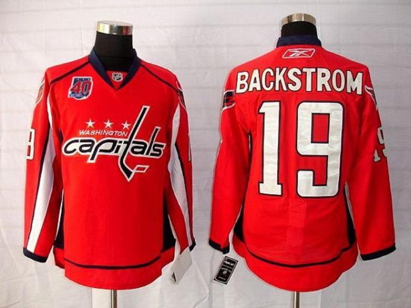 NHL Capitals 19 Nicklas Backstrom Red 40th Anniversary Men Jersey
