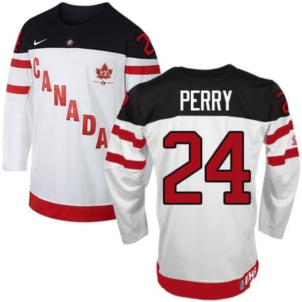Olympic CA. 24 Corey Perry White 100th Anniversary Stitched NHL Jersey