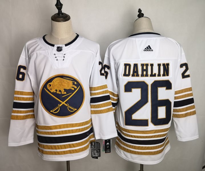 NHL Sabres 26 Rasmus Dahlin White 50th anniversary Adidas Men Jersey